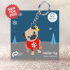 Winter pug keyring/bag charm