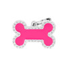 MyFamily Big Fuchsia/Pink Glam Bone Pet ID Tag Diamond Engraved