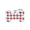 MyFamily Large Red Houndstooth Bone Pet ID Tag Diamond Engraved