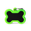 MyFamily Hushtag Aluminum Black Bone With Green Rubber Pet ID Tag Diamond Engraved