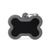 MyFamily Hushtag Aluminum Black Bone With Grey Rubber Pet ID Tag Diamond Engraved
