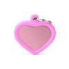 MyFamily Hushtag Aluminum Pink Heart With Pink Rubber Pet ID Tag Diamond Engraved