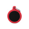 MyFamily Hushtag Aluminum Black Circle With Red Rubber Pet ID Tag Diamond Engraved