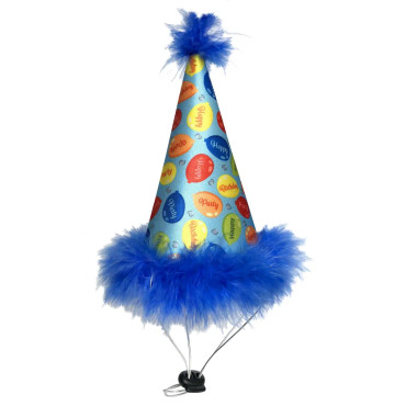 Huxley & Kent Birthday Party Time Blue Dog Hat, Large