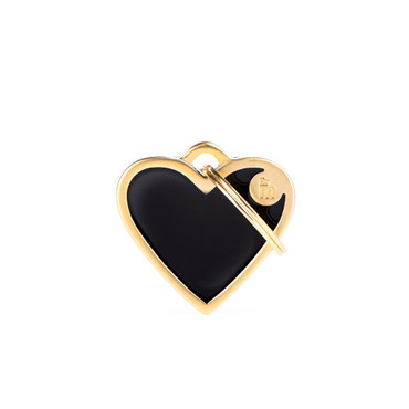 MyFamily Engraved Tag - Basic Handmade Small Black and Gold Heart