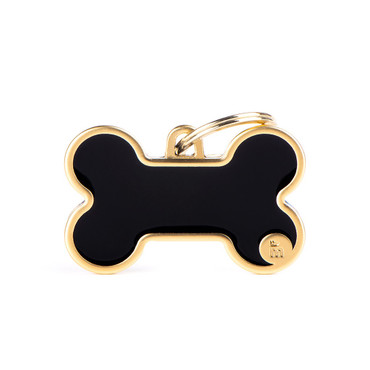MyFamily Engraved Tag - Basic Handmade Large Black Bone Gold