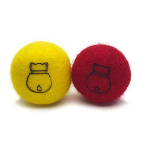 Doyen World Catnip Felt Ball Set 2pk Red/Yellow
