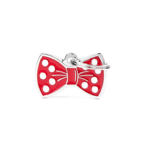 MyFamily Bow Tie Red Pet ID Tag Diamond Engraved