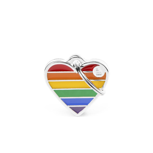 MyFamily Small Heart Rainbow Pet ID Tag Diamond Engraved