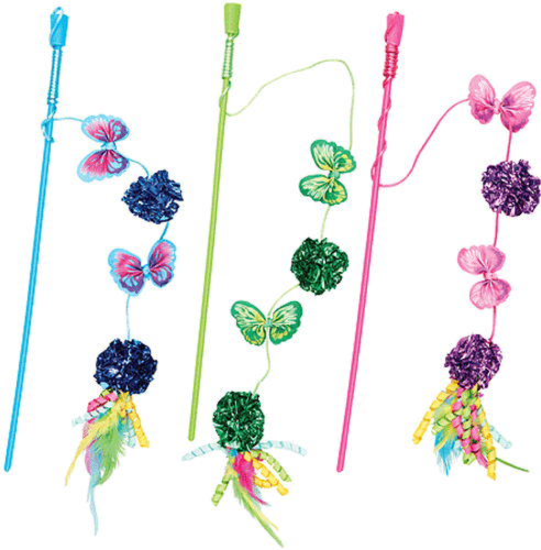 Spot Ethical Pet Mylar and Butterflies Teaser Wand Toy for Cats
