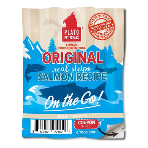 Plato On the Go! Real Strips Salmon Recipe Dog Treats