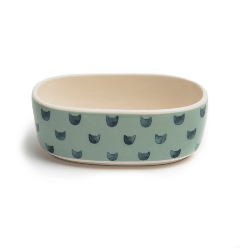 Park Life Designs Monty Oval Ceramic Cat Dish - Blue