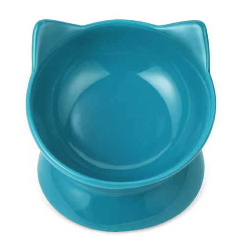 Park Life Designs Oscar Tilt Ceramic Cat Dish (Blue)