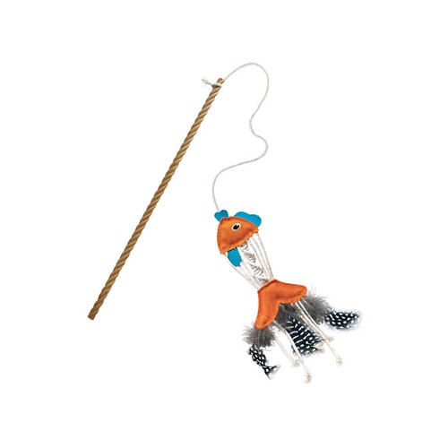 Kong Cat Naturals Teaser Fish Wooden Wand Feather Toy