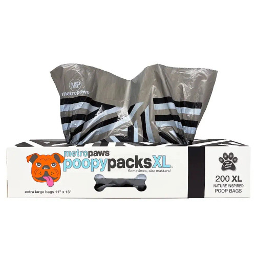 Metro Paws Poopy Packs XL Dog Waste Poop Bags Black Lines | 11 x 13 inches