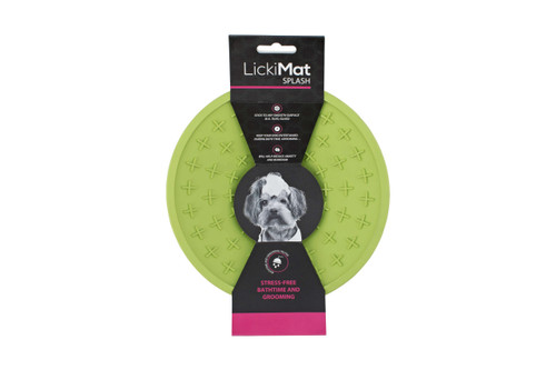 LickiMat Splash Suction Cup Lick Mat Dog Slow Feeder Bowl | Green