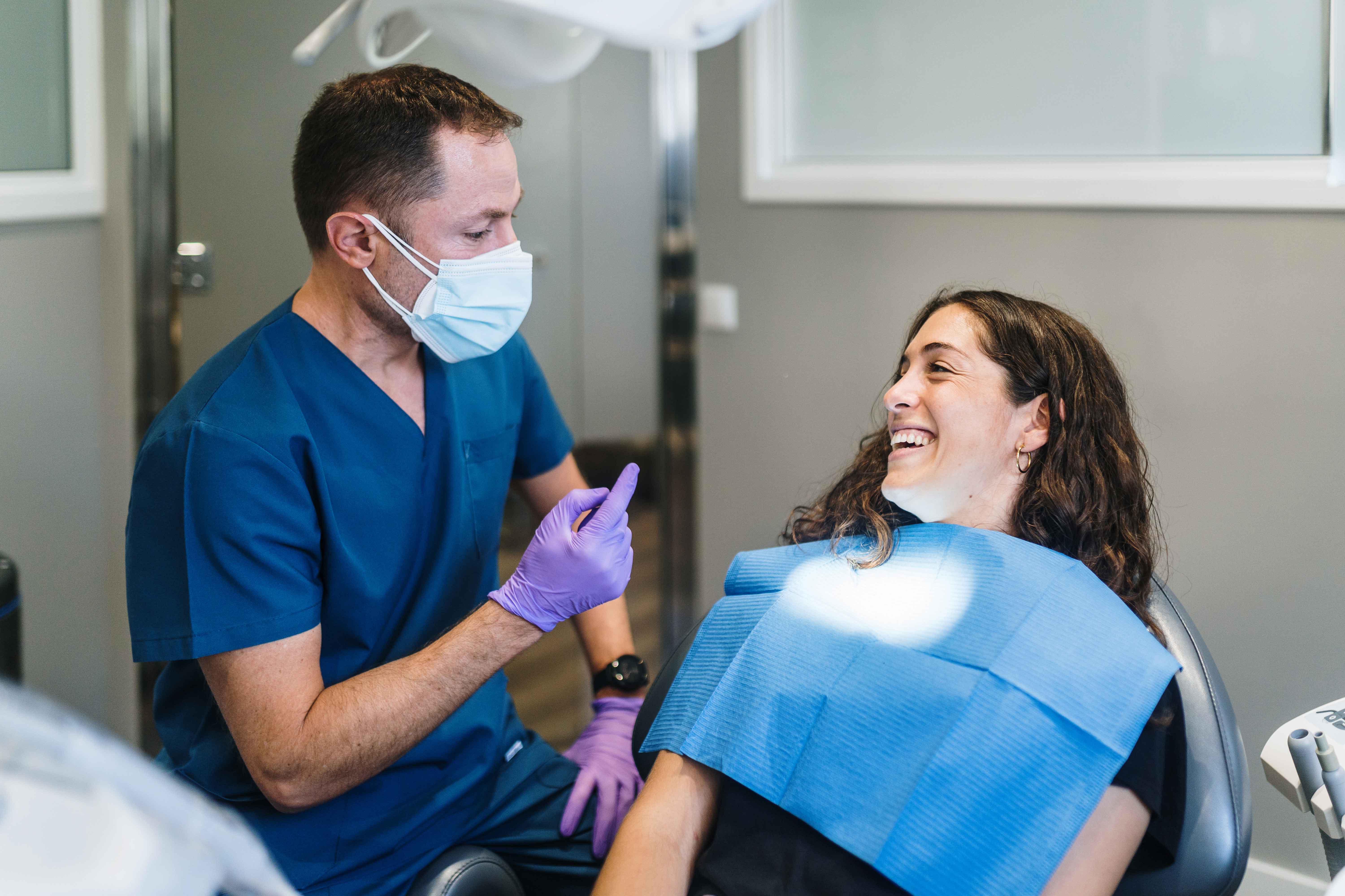 Dentist and patient during a dental exam