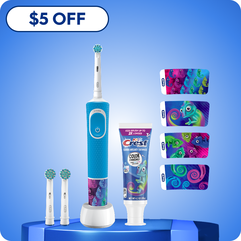 Oral-B + Crest Color Changing Battery Toothbrush Bundle for Kids