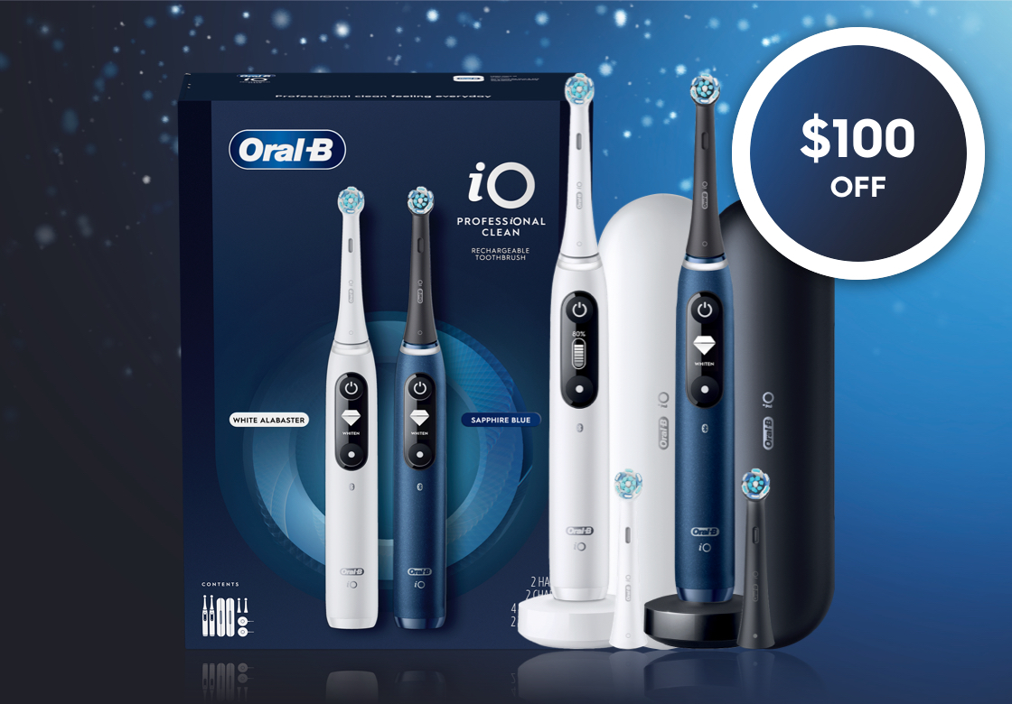 Save $100 on the iO Professional Clean Twin Pack, only from Oral-B.