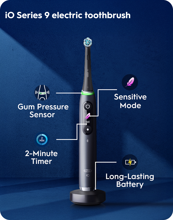 Oral-B iO Series 3 electric toothbrush - gentle care brush head - gum pressure sensor-long-lasting battery - 2-minute timer