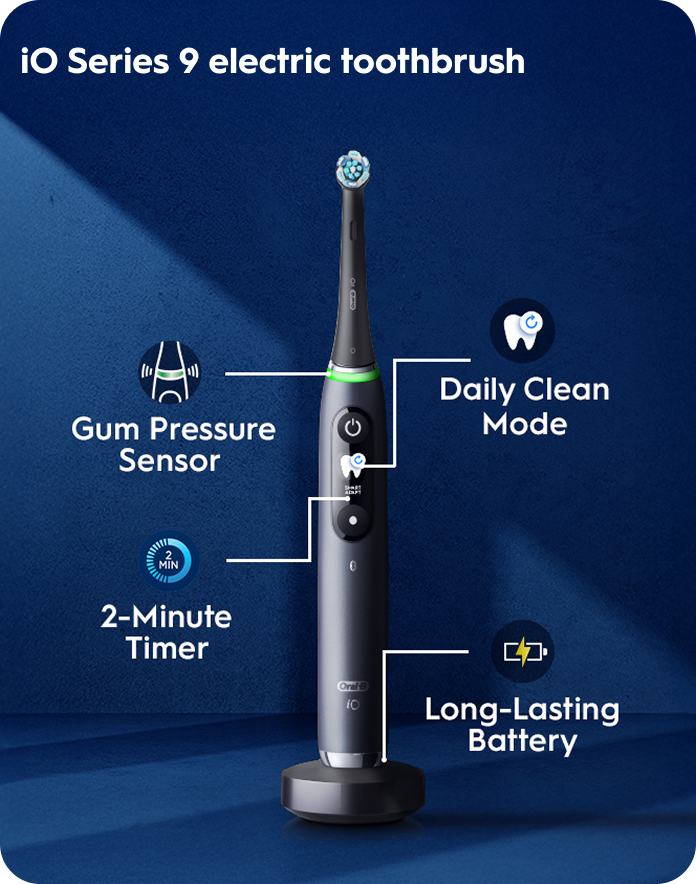 Oral-B iO Series 3 electric toothbrush - gentle care brush head - gum pressure sensor-long-lasting battery - 2-minute timer
