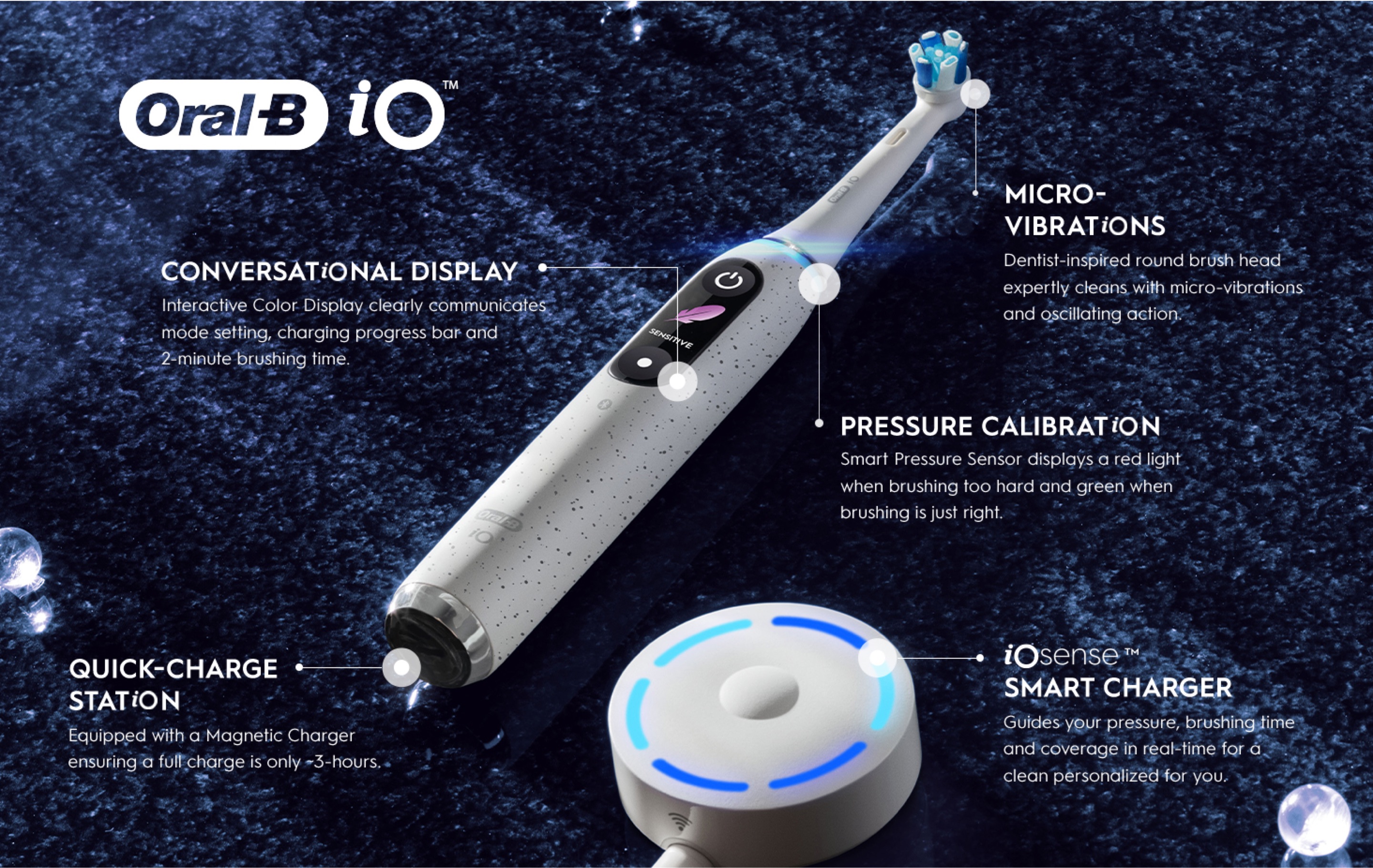 iO Series 10 Rechargeable Electric Toothbrush, Stardust White