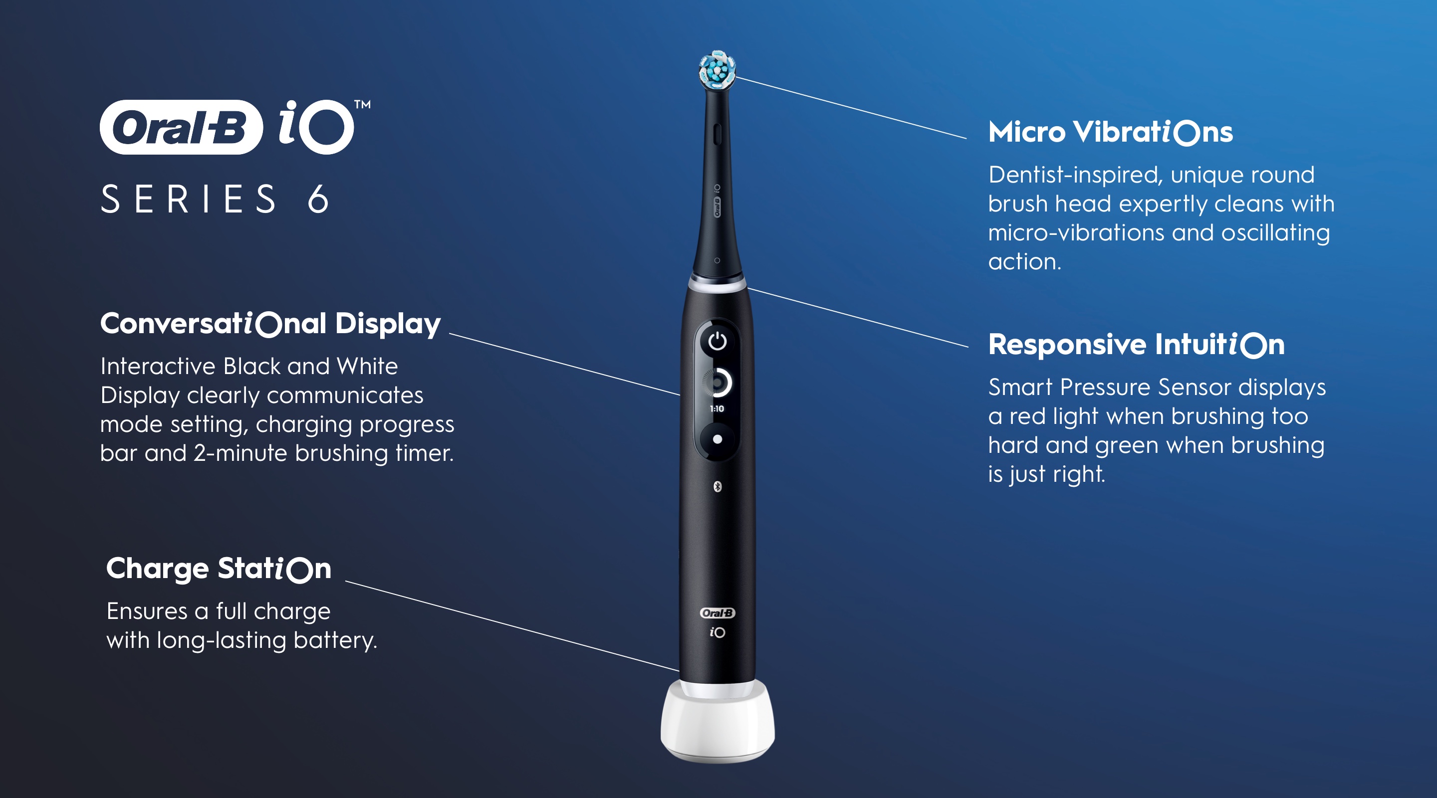 Oral-b Io 6 Black Spazzolino Elettrico + 2 Refill