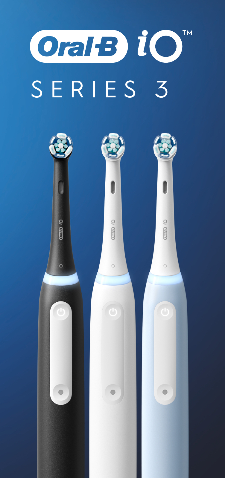 Oral-B iO Series 3 Limited - Cepillo de dientes eléctrico recargable con 2  cabezales de cepillo y estuche de viaje, sensor de presión visible para