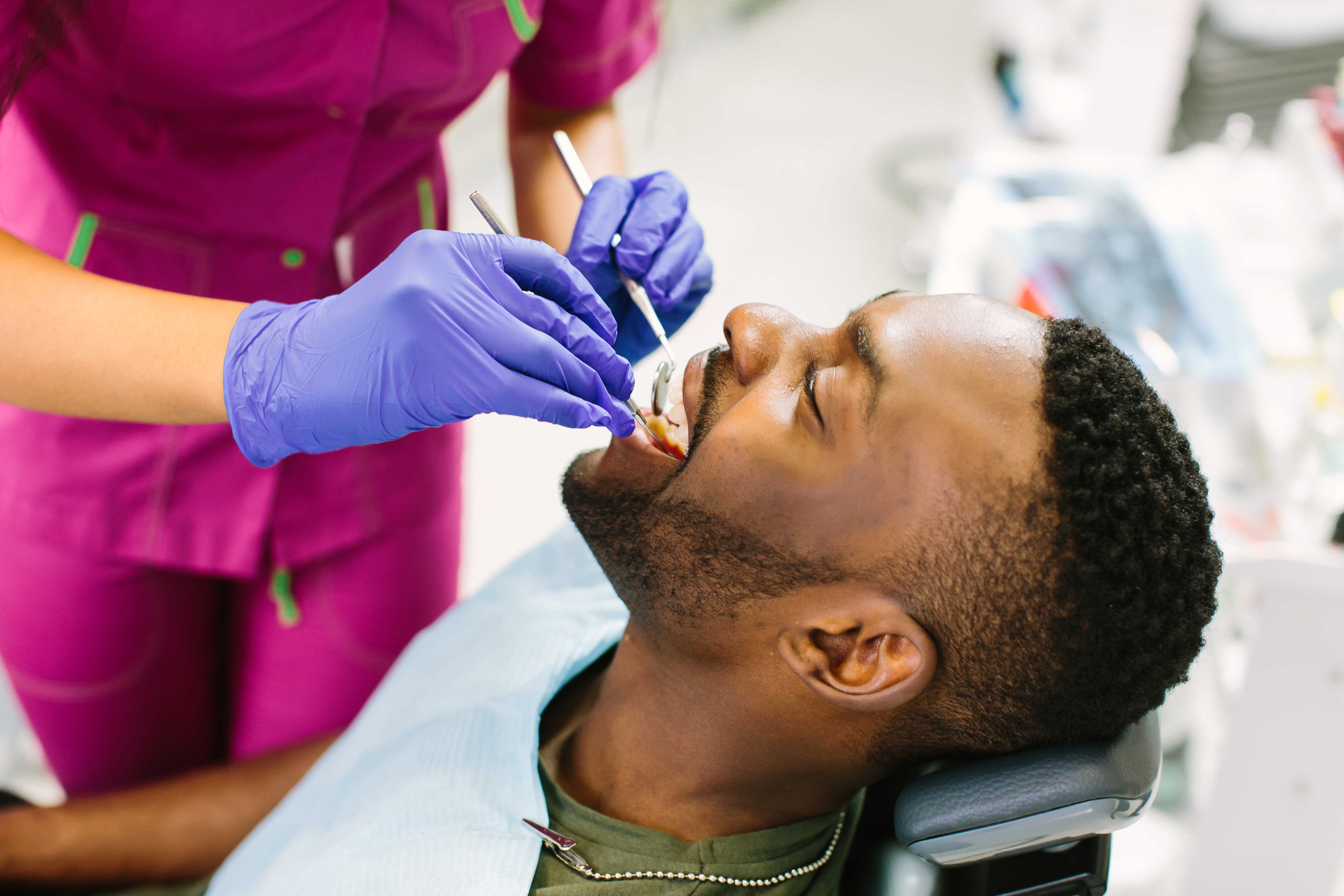 Man having a dental exam