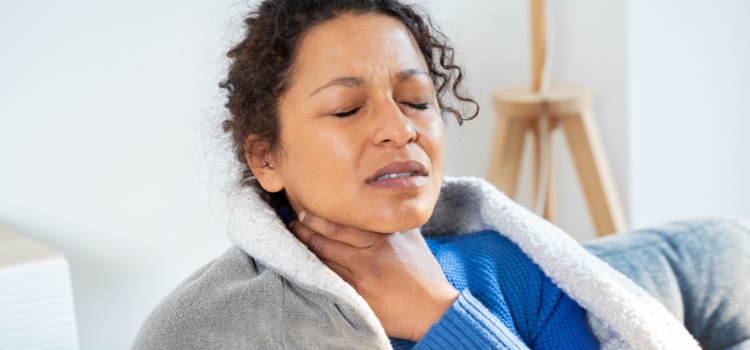 Canker sore in the throat.