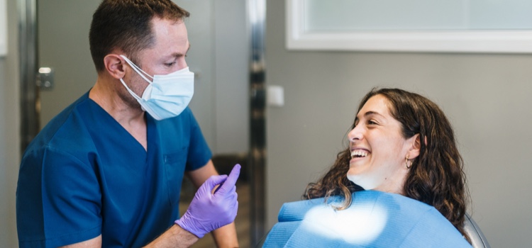 Dentist professional with patient