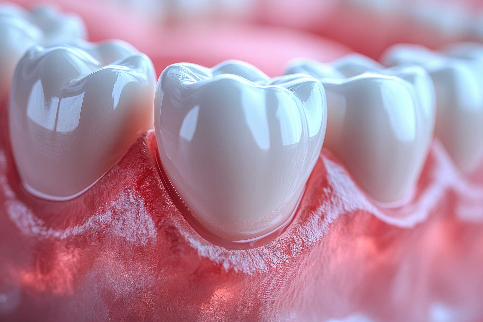 3D illustration of teeth and gums with inflammation