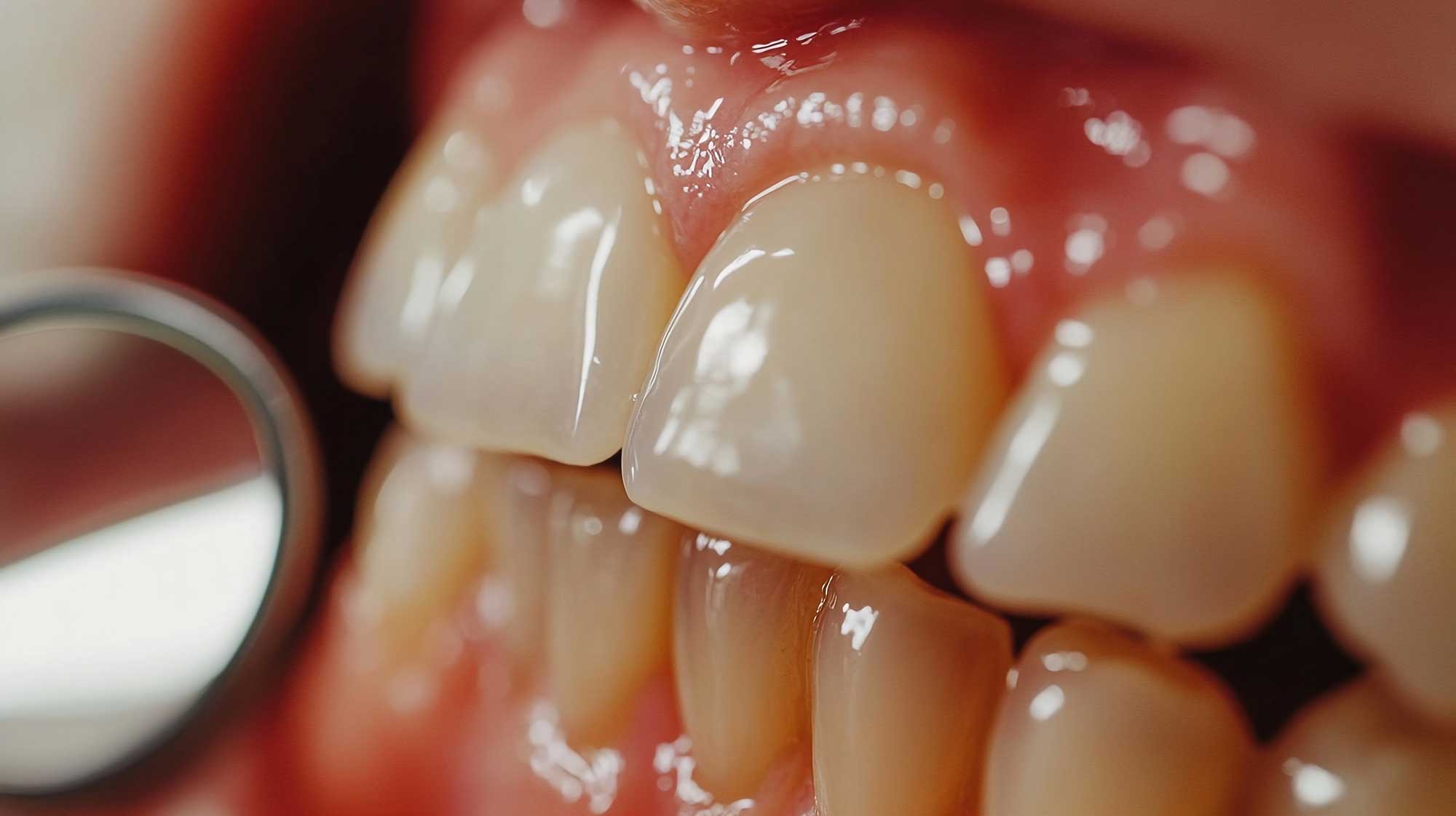 Close up of teeth with red gums