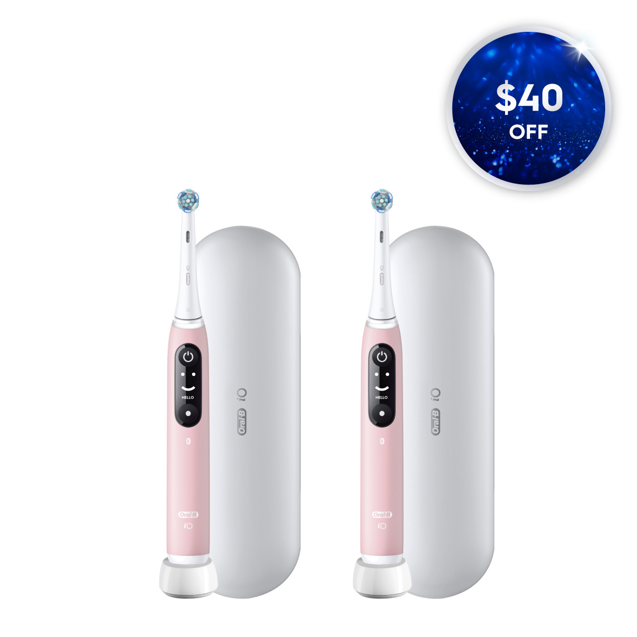 iO Series 6 Electric Toothbrush Twin Pack, Pink Sand | Oral-B