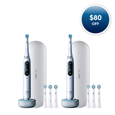 iO Series 10 Electric Toothbrush Twin Pack, Stardust White | Oral-B