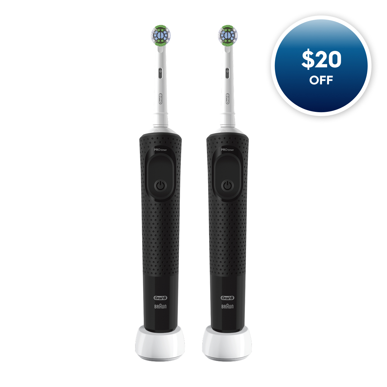 Pro 500 Rechargeable Electric Toothbrush Twin Pack, Black | Oral-B