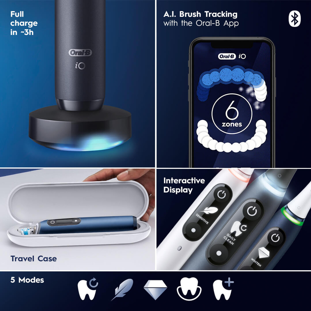 Oral-B iO Series 7 Electric Toothbrush, Black Onyx | Oral-B