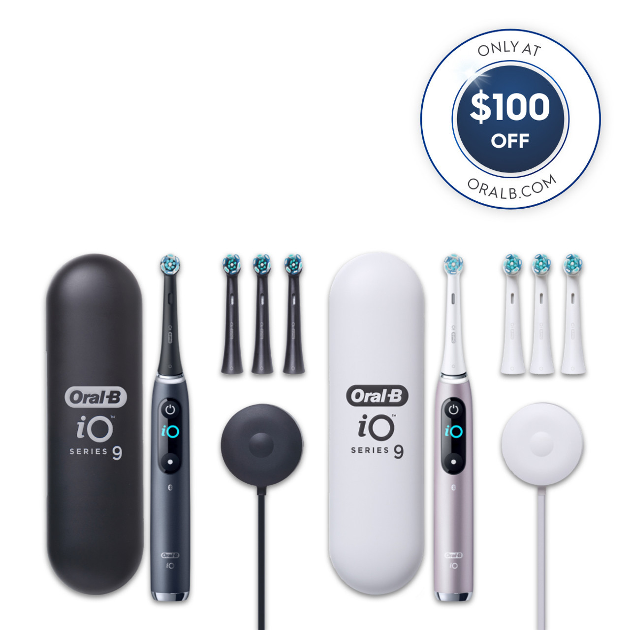 iO Series 9 Twin Pack in Black Onyx and Rose Quartz | Oral-B