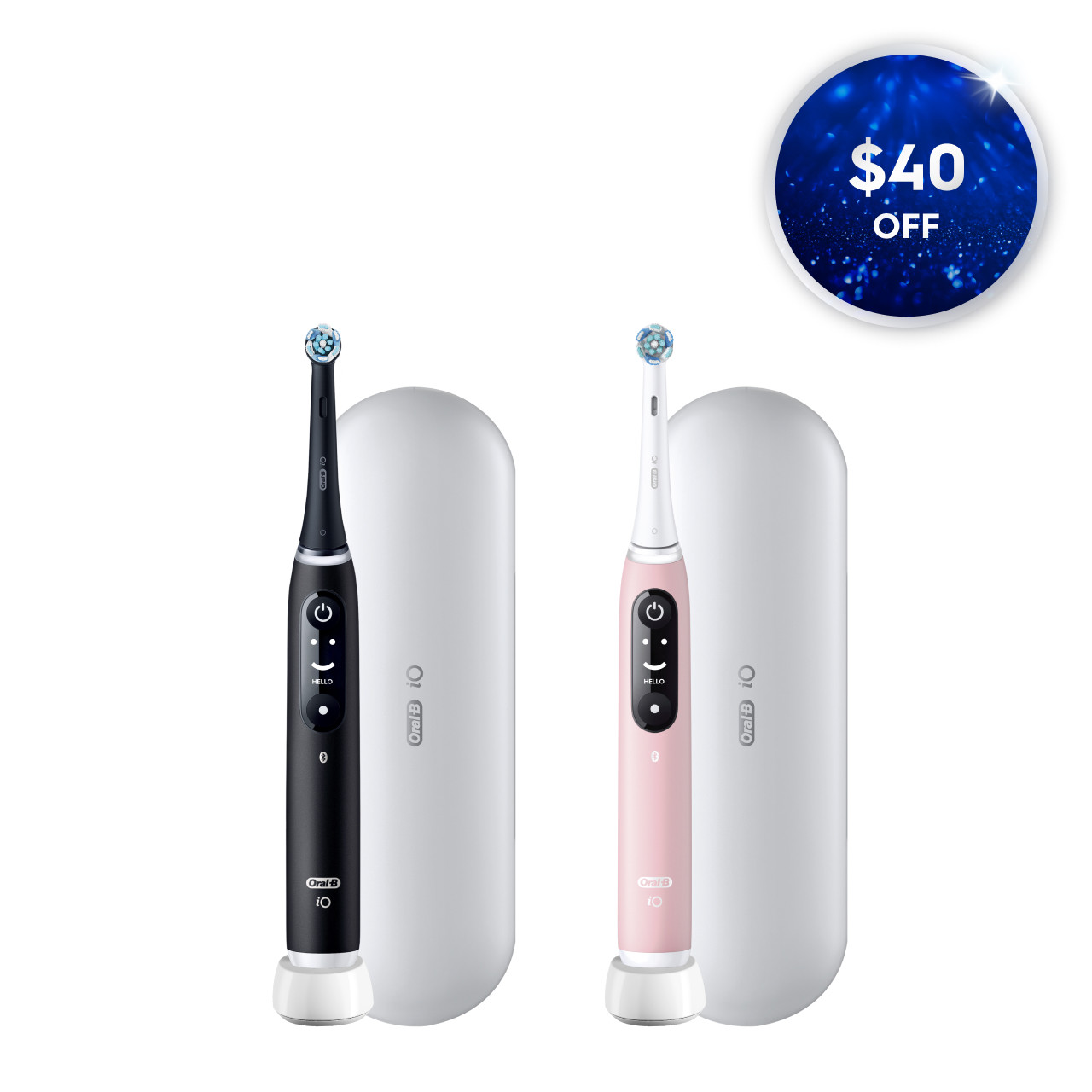 iO Series 6 Electric Toothbrush Twin Pack, Black Lava + Pink Sand
