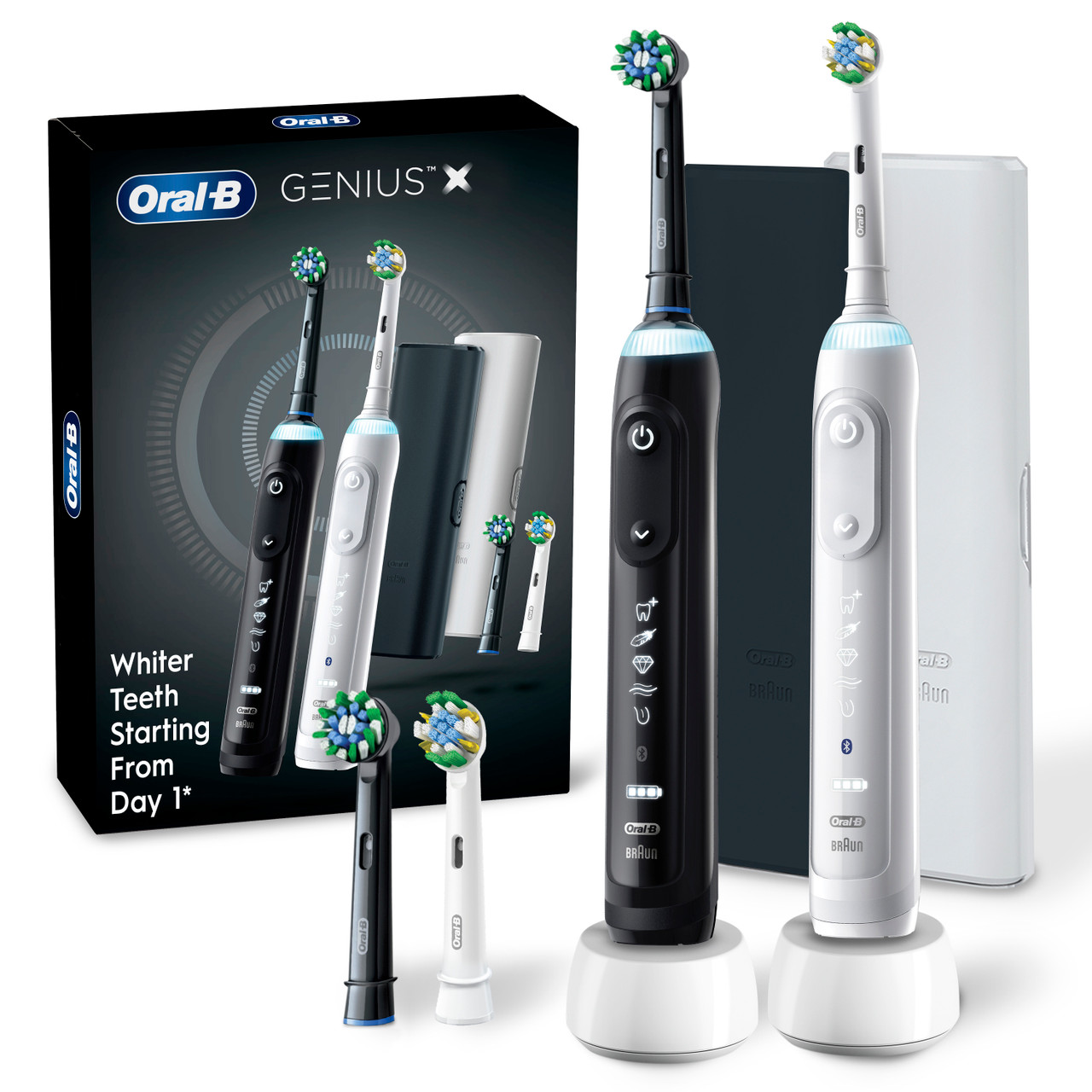 Oral-B Genius X Rechargeable Electric Toothbrush Twin Pack, Black