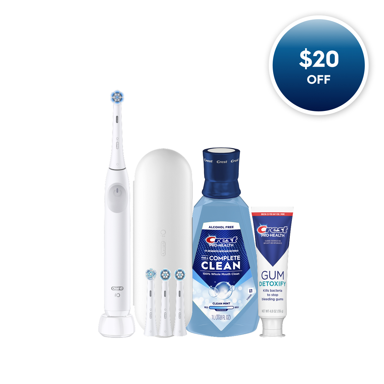 Oral-B + Crest Gum Care iO Series 2 Bundle, Pure White | Oral-B