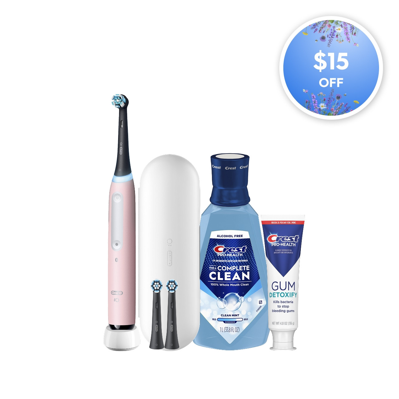 Oral-B + Crest iO Series 4 Gum Care Bundle, Pink | Oral-B