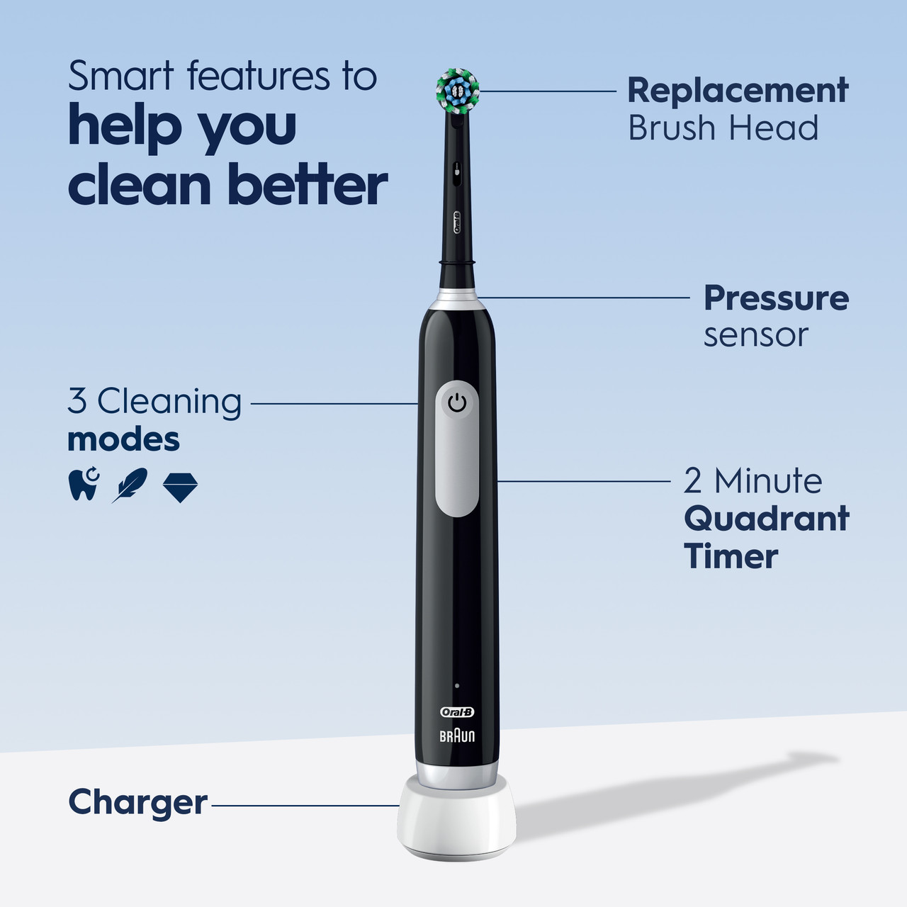 Oral-B Pro 1000 Black Electric Toothbrush (Rechargeable) | Oral-B
