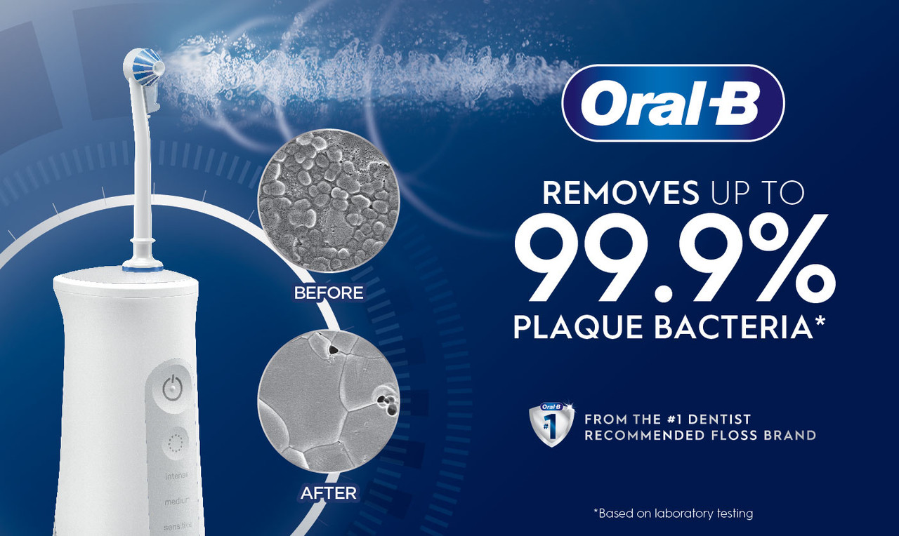 Oral-B Water Flosser Advanced, Portable Oral Irrigator Handle with 2 Nozzles, Size: 1pc, White