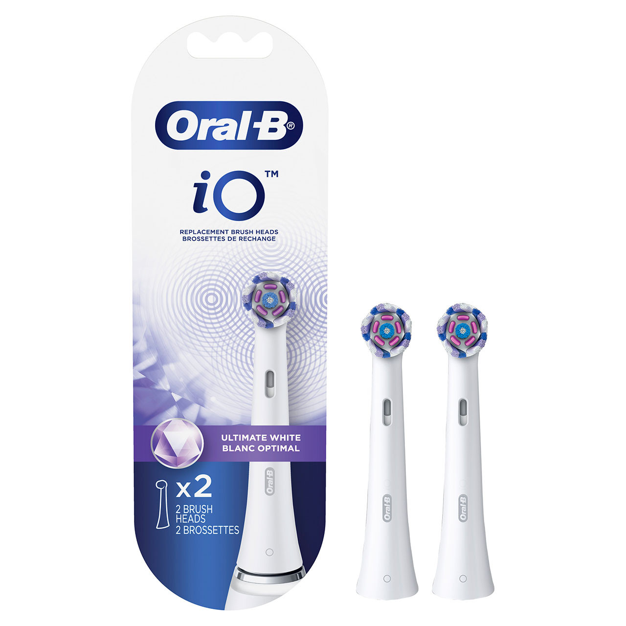 iO Ultimate White Replacement Brush Heads, 2-Count, White | Oral-B