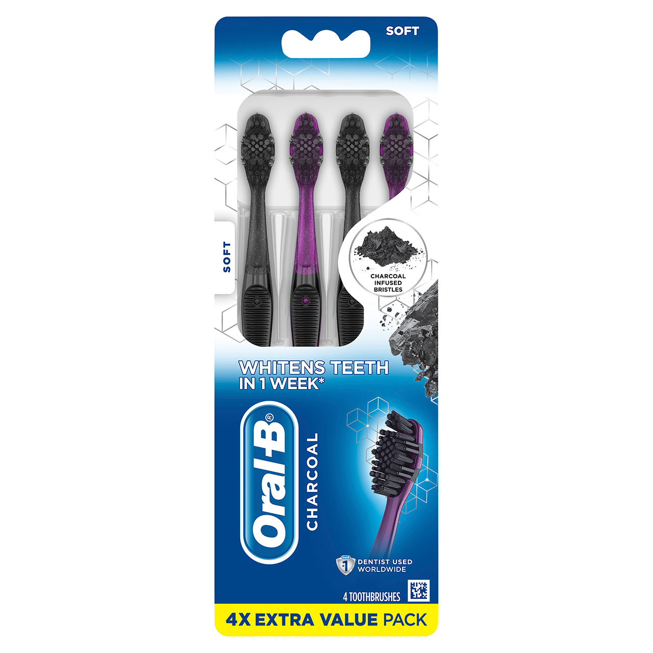 CEPILLO DENTAL ORAL B CHARCOAL PACK X4 UNID