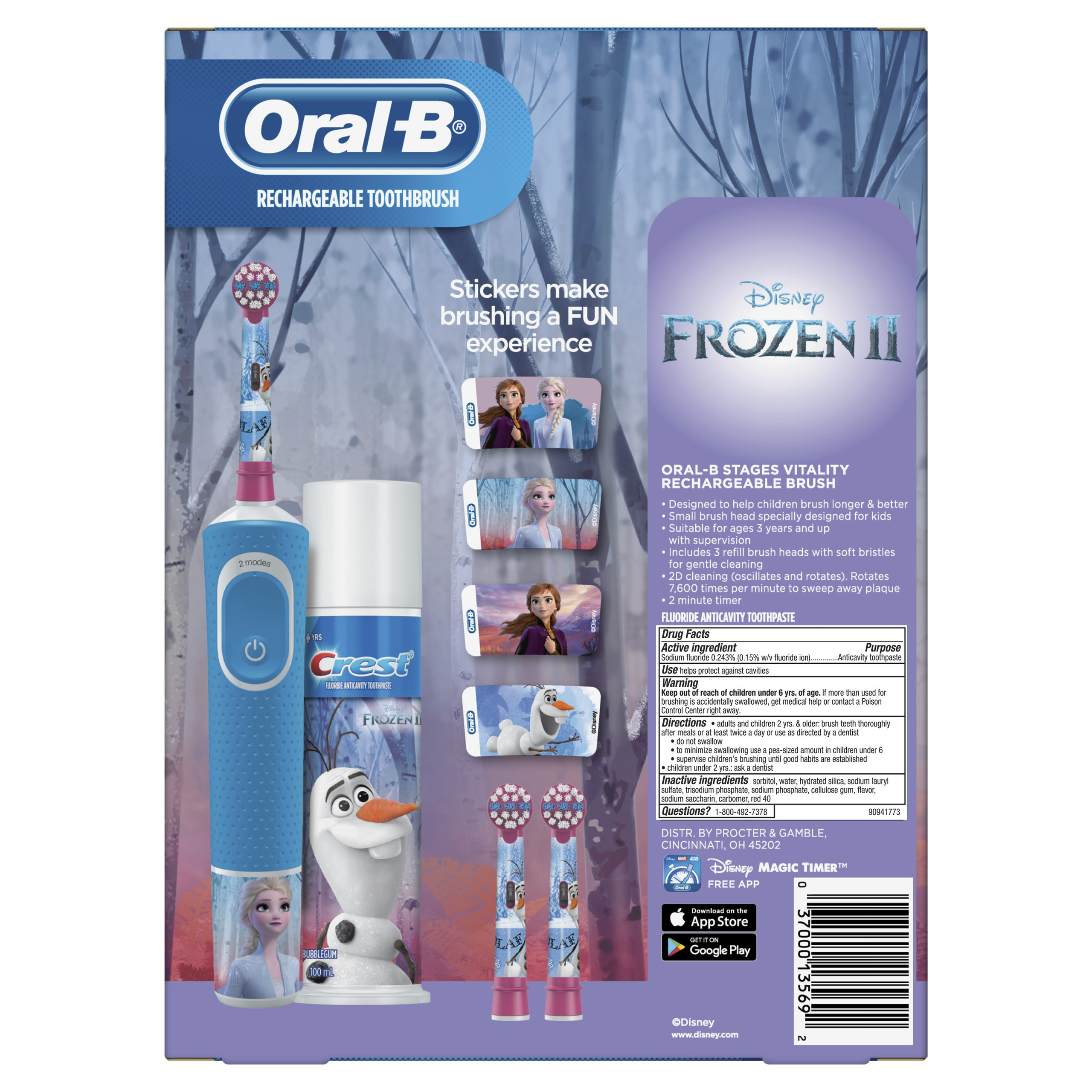 OralB Kids Disney's Frozen 2 Rechargeable Electric Toothbrush Bundle