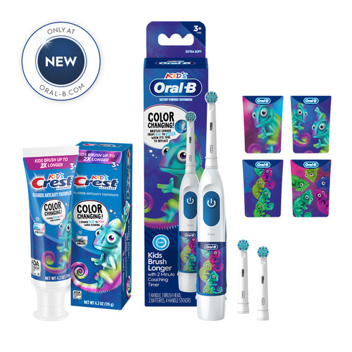 Oral-B + Crest Color Changing Battery Toothbrush Bundle