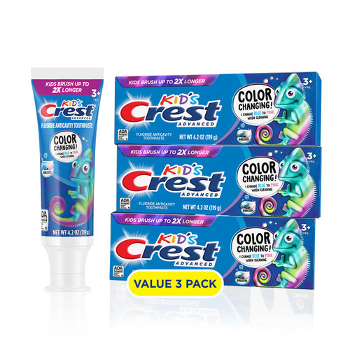 Crest Kids Advanced Color Changing Fluoride Toothpaste Bundle