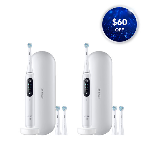 Oral-B iO Series 8 Twin Pack, White Alabaster and White Alabaster